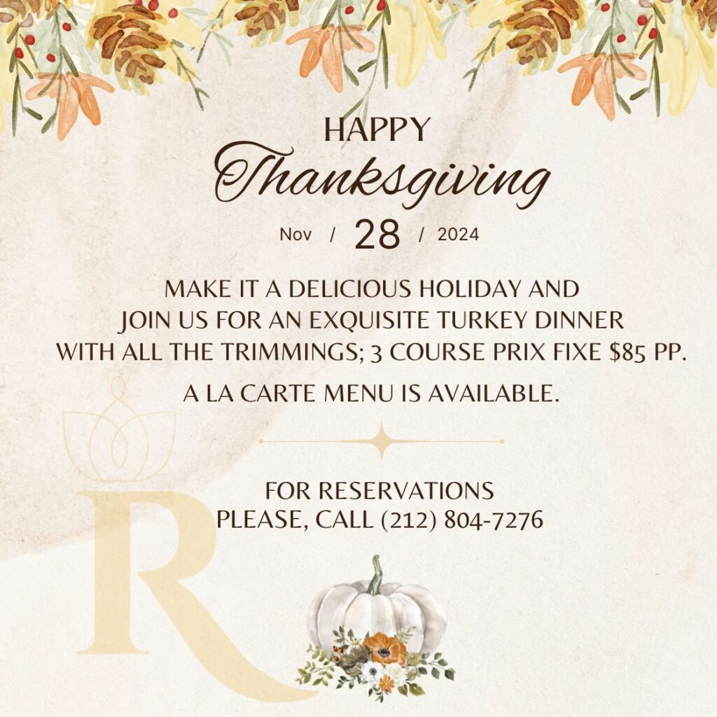 Royal 35 Thanksgiving Prix Fixe Dinner